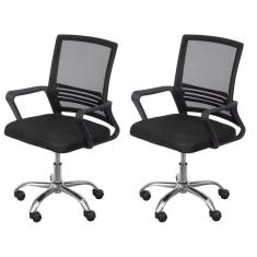 Kit 2 Cadeiras para Escritório Diretor Lyon Baixa em Tela Mesh Preto