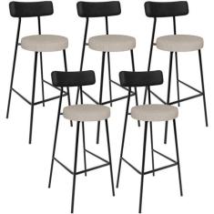 Kit 05 Banquetas Alta Bar Cozinha Sala De Jantar Milão L02 material si
