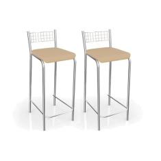 Banqueta Sala de Jantar Gênova 2B705CR Kit 2 Un Cromada/Nude - Kappesb