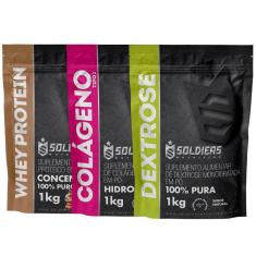 Kit: Whey Protein Concentrado 1Kg + Colágeno 1Kg + Dextrose 1Kg - 100% Importado - Soldiers Nutritio-Unissex