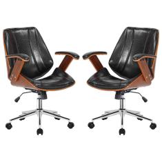 Kit 2 Cadeiras de Escritório Juliette Diretor Giratória Preta - Gran Belo