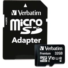 Verbatim Cartão de memória microSDHC premium de 32 GB com adaptador UHS-I V10 Classe 10 suporta velocidade Full HD (1080p) U1 com velocidade de leitura de até 90 MB/s