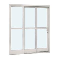 Porta de Correr com Divisão Central em Aço 217 x 160 x 14 cm 3 Folhas Esquerda Pratika Sasazaki