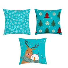 kit 3 capas de almofadas natal azul