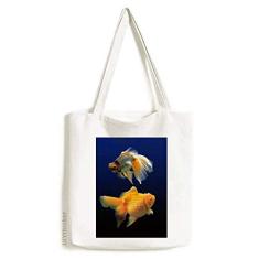 Bolsa de lona com imagem de natureza de peixe oceano, bolsa de compras casual