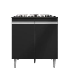 Balcão Para Cooktop Adriana 2 Portas com Tampo Preto