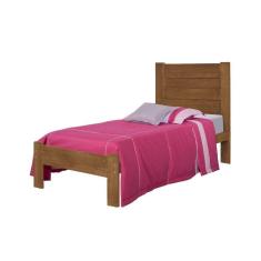 Cama Solteiro Madeira Maciça Lara - Imbuia - Cor: Marrom
