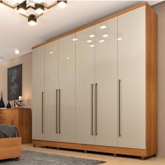 Guarda Roupas 6 Portas 8 Gavetas com Pés Portugal Espresso Móveis Cinamomo/Off White