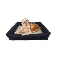 Cama Para Cachorro Grande 100x87 Cm + CAPA EXTRA - ESCOLHA A COR - 100% Lavável e Resistente - Pet Querido (Preto + Doce de Leite)