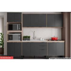 Kit de Cozinha Completa 5 Peças Firenze  (2 Aéreos + 2 Balcões + 1 Paneleiro) FMT009 Avena/Grafito - Demóbile