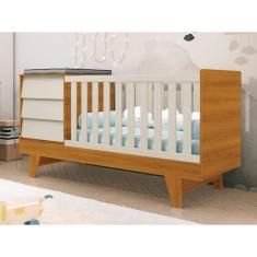 Berço Americano com Mesa de Cabeceira Prince Areia Fosco/Savana