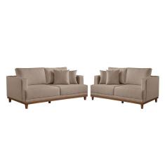 Conjunto Sofás 2 E 3 Lugares Estofados M-175 Veludo Martins Bege