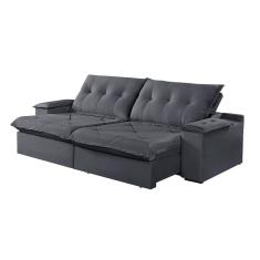 Sofá 2 Lugares Retrátil E Reclinável Martins M-163 Veludo Grafite