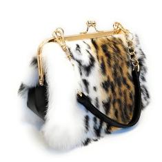 Bolsas de mão luxuosas para noite - pele genuína de raposa, coelho e vison com estampas chiques, Multi, Small
