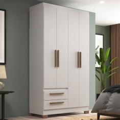 Guarda-Roupa Solteiro 4 Portas 2 Gavetas Branco - Decibal