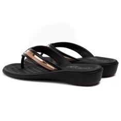 Chinelo Beira Rio Turim Metal Glitter, Preto, Bege, 36