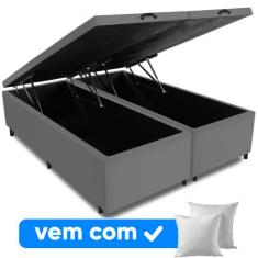 Cama Box Baú Queen Base 158x198cm Varias Cores + 2 Travesseiros FL - C