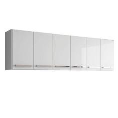Armario Suspenso para Cozinha 6 Portas Branco Maldivas Brienza Movelar