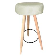 Kit 04 Banqueta Alta Flora Pés Palito em Madeira Branco  Bar Bistrô Co