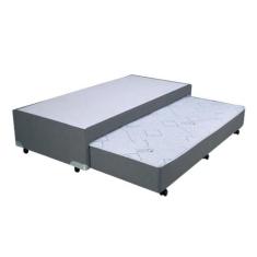 Cama Box Bicama Auxiliar Solteiro Suede Espuma 8cm 40x88x188 Cinza - H