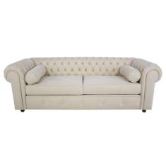 Sofá Chesterfield 03 Lugares 2.30 Cm Cor Bege 1050-01 Jr