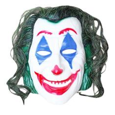 Máscara Plástica Coringa com Cabelo - Halloween Palhaço Cosplay Fantas