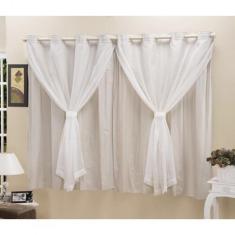 Cortina Blackout PVC com Tecido Voil 2,80 m x 1,60 m Bege - ECasa