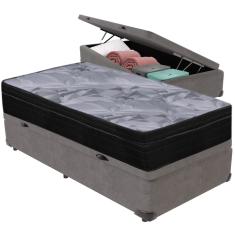 Cama Box Baú e Colchão Airtech Pampa Molas ensacadas Solteiro Ortobom