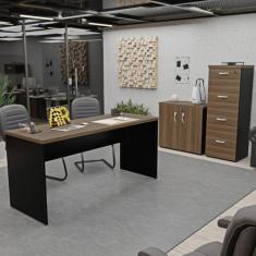 Kit 3 Peças com Escrivaninha, Gaveteiro Pasta Suspensa e Armário Multi