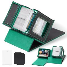 Zettokete Caixa de baralho MTG Commander com bandeja de dados - serve para mais de 100 cartas de manga dupla - Expositor de Commander - Caixa de baralho para Magic, TCG - Preto/Verde