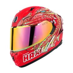 Capacete de motocicleta hax Obsidian Pro Full Face Dual Visor xxl Red