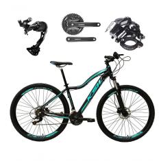 Bicicleta Aro 29 Ksw Mwza Feminina Câmbio Shimano Alívio E Altus 27v F/hidráulico Garfo Trava - Preto/azul Tam.15