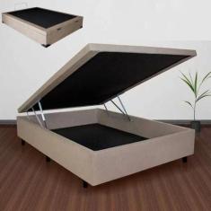 Cama Box Baú Casal Bege Suede 138x188 Sllep Camas- Bege - SLEEP CAMAS 