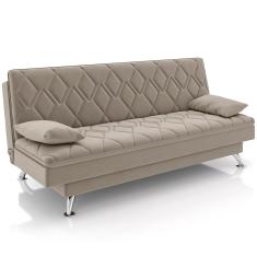 Sofá Cama Para Sala De Estar Quarto 193cm Lia M03 Veludo Bege - Lyam Decor