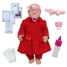 Bebe Reborn 100% Silicone Menina Lívia Enxoval 11 Itens - Cegonha Rebo
