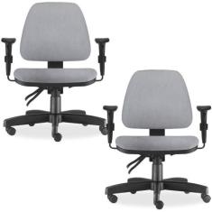 Kit 02 Cadeiras de Escritório Giratória Executiva Ergonômica Sky Linho