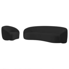 Kit Sofá 3 Lugares 180cm e Poltrona Orgânica Luxo Recepção Amore Linho