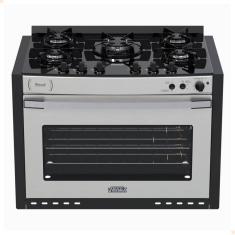 Fogão a Gás de Embutir Gaudi Platinum Vitreo 5 Queimadores Inox GLP 220V 22232