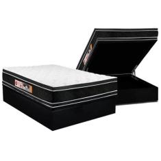 Cama Box Baú Casal: Colchão Espuma D33 Castor Black e White Air Double