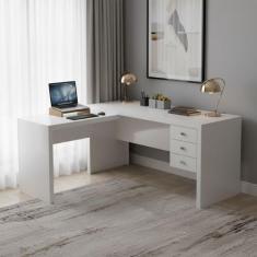 Escrivaninha Mesa Escritório em L com 3 Gavetas Me4106 - Tecno Mobili,