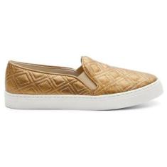 Tênis Casual Slip On Couro Feminino Solado Flatform Flexível-Feminino
