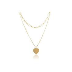 Colar Duplo Folheado Em Ouro 18k Com Coração