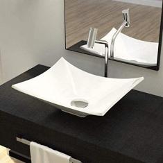 Cuba Lux L38W com Torneira Link Alta e Válvula Click com Sifão e Flexível Compace Branco