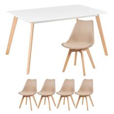 Loft7, Mesa de jantar retangular 80 x 140 cm + 4 cadeiras Leda