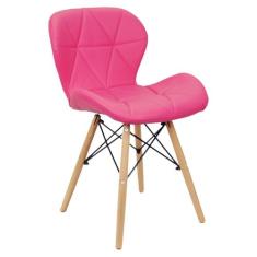 Cadeira Charles Eames Eiffel Slim Wood Estofada - Rosa - Magazine Roma