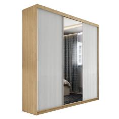 Guarda-Roupa Casal com 1 Espelho Lugano 3 Portas 4 Gavetas Carvalho
