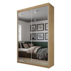 Guarda-Roupa Solteiro com 2 Espelhos Lugano 2 Portas 2 Gavetas Carvalho