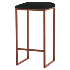 Banqueta Decorativa Billie Base Bronze Veludo Preto G41 - Gra