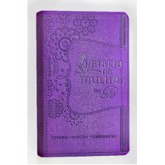 Bíblia Da Mulher De Fé, Nvi, Couro Soft, Roxo - Thomas Nelson