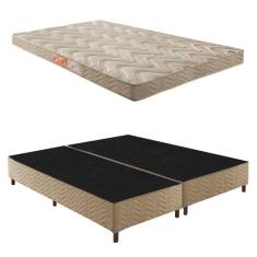 Box Queen Júlia 42x158x198cm com Colchão Queen Unique D33 Duoface 14x158x198cm Rustico Bege